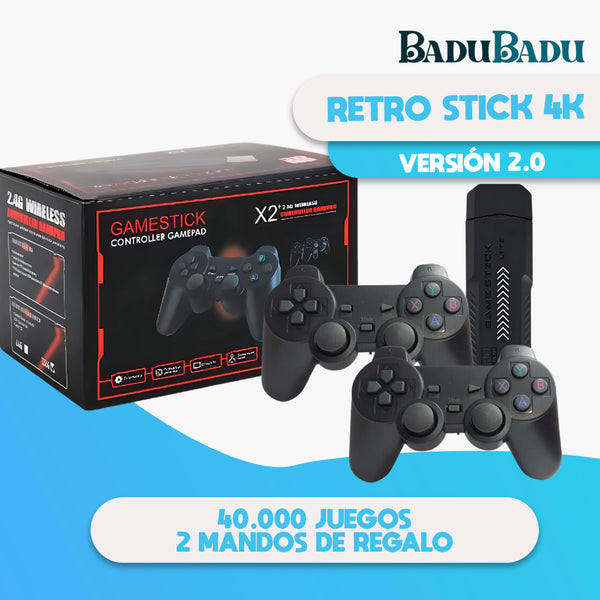 Super Consola Retro Stick 4k - Versión 2.0 [40.000 Juegos + 2 Mandos de Regalo]